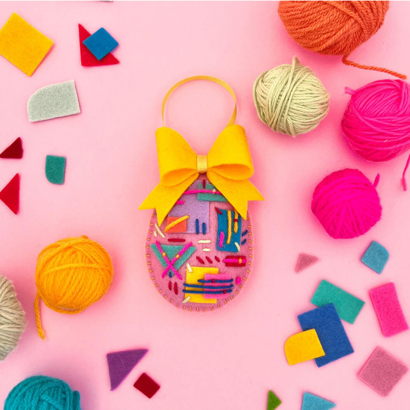 Abstract Embroidered Easter Egg Decoration