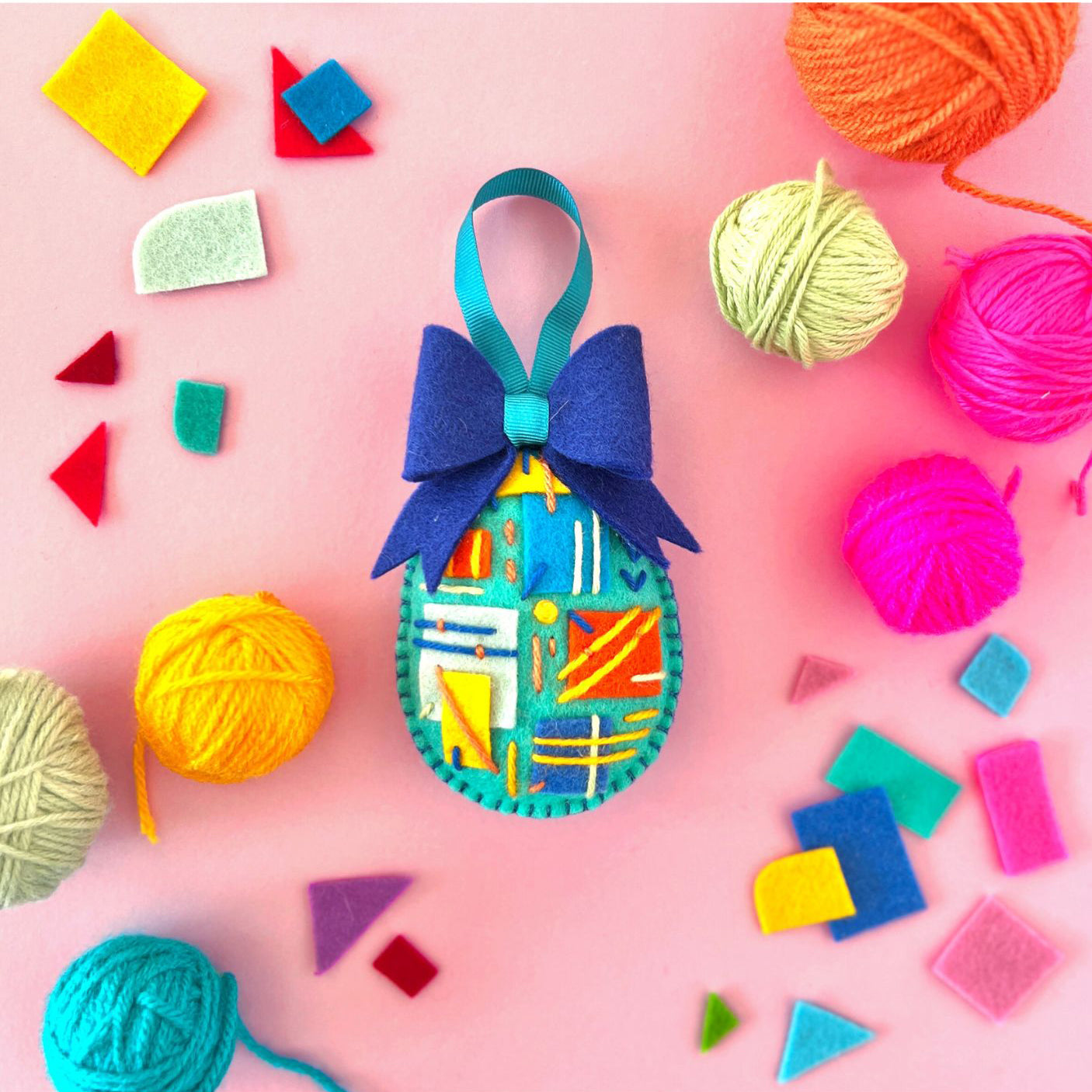 Abstract Embroidered Easter Egg Decoration