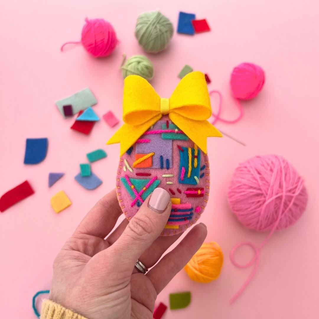 Abstract Embroidered Easter Egg Decoration