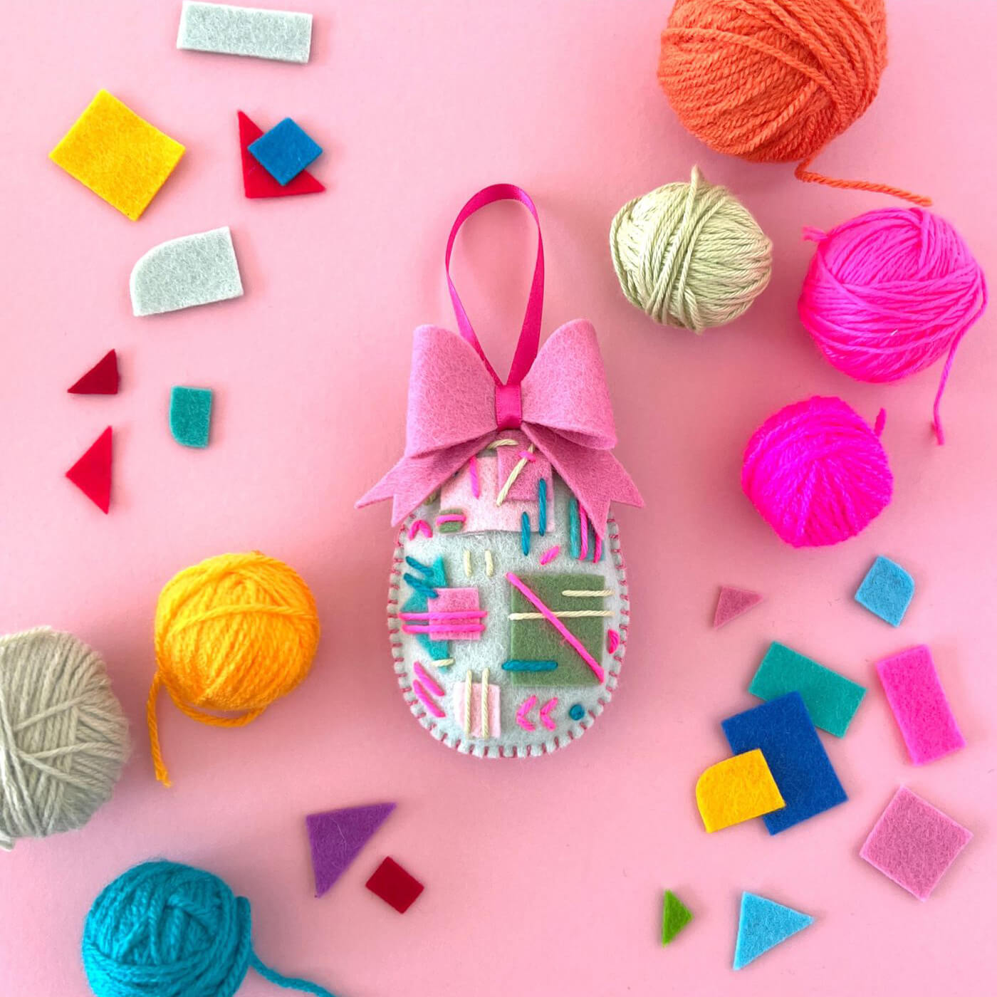 Abstract Embroidered Easter Egg Decoration