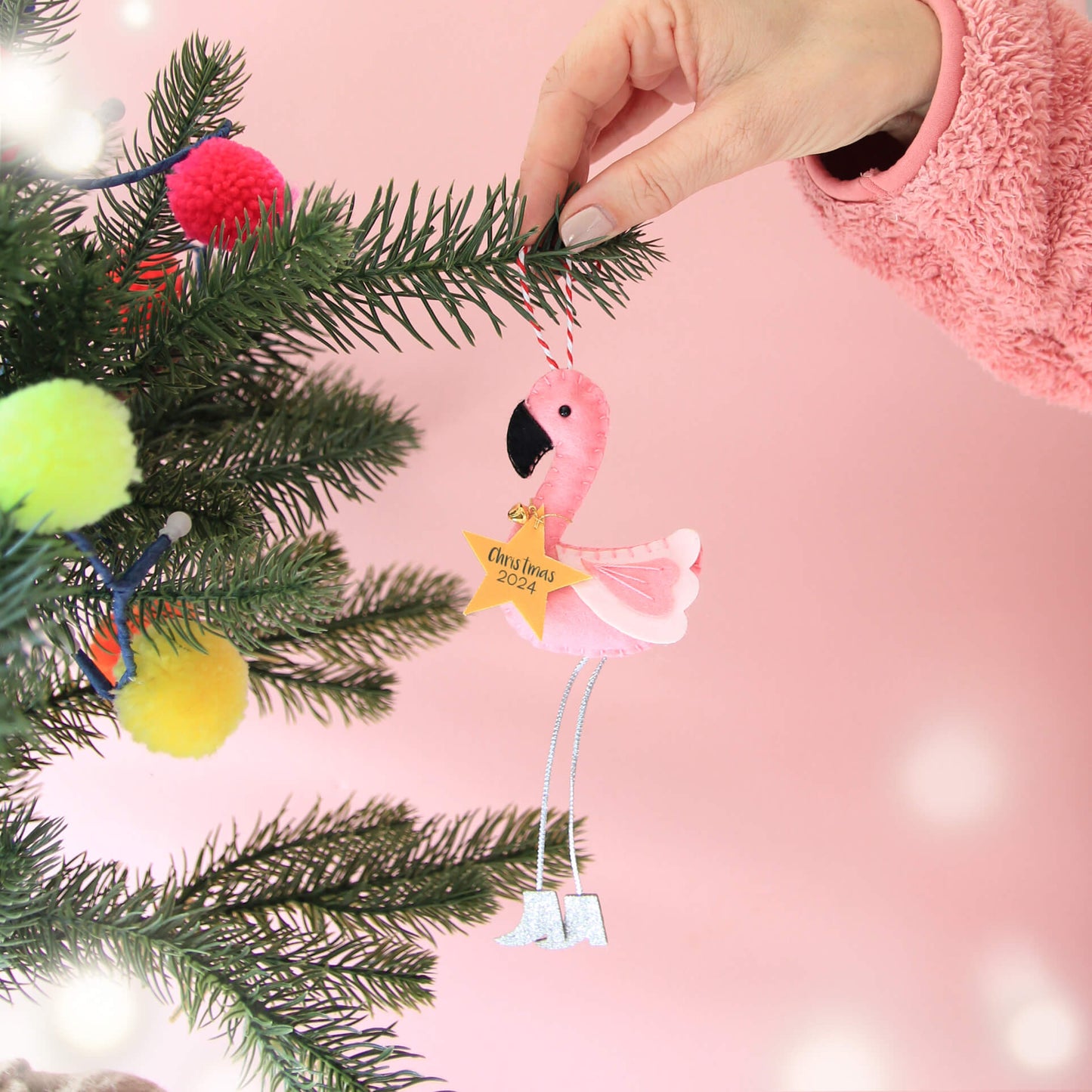 Flamingo Christmas Tree Ornament - Handmade & Customisable