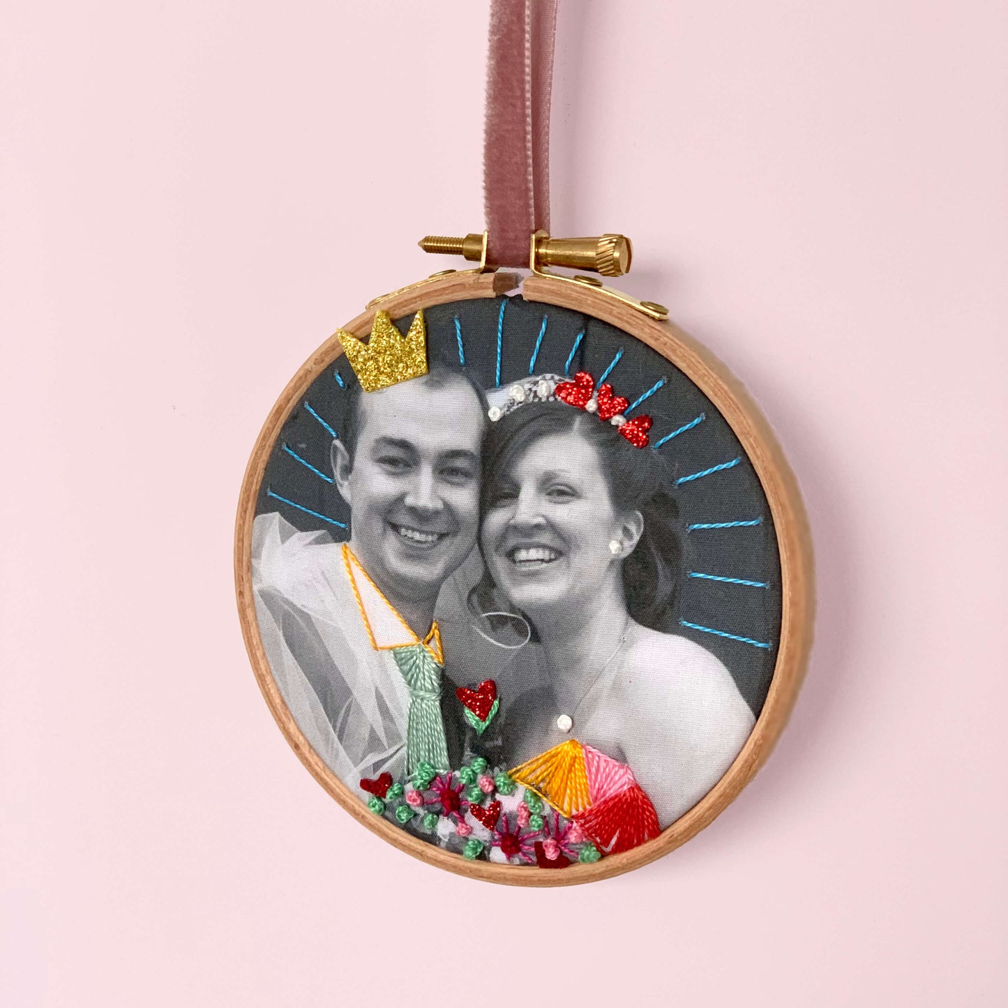 Wedding Photo Embroidered Hoop