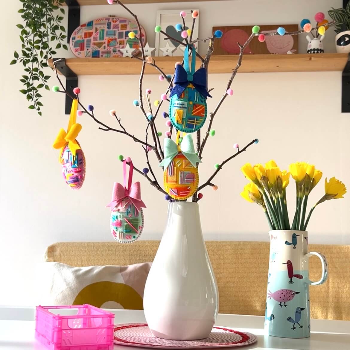 Abstract Embroidered Easter Egg Decoration