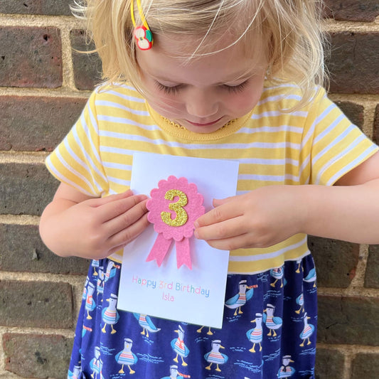 Personalised Birthday Rosette Badge Card