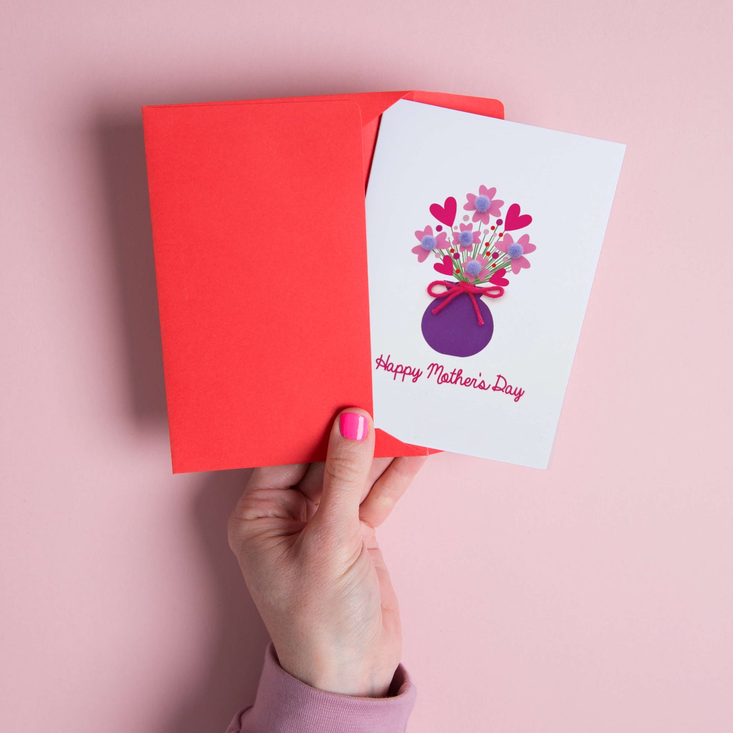 Vase of Pom Pom Flowers Mother's Day Card