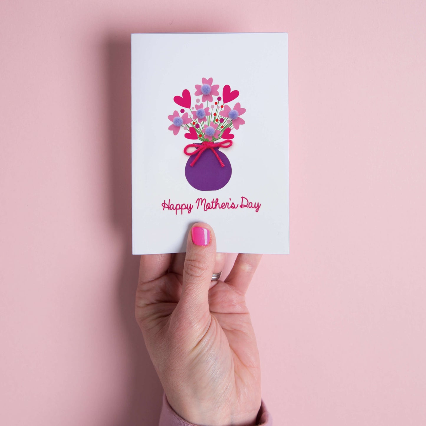 Vase of Pom Pom Flowers Mother's Day Card