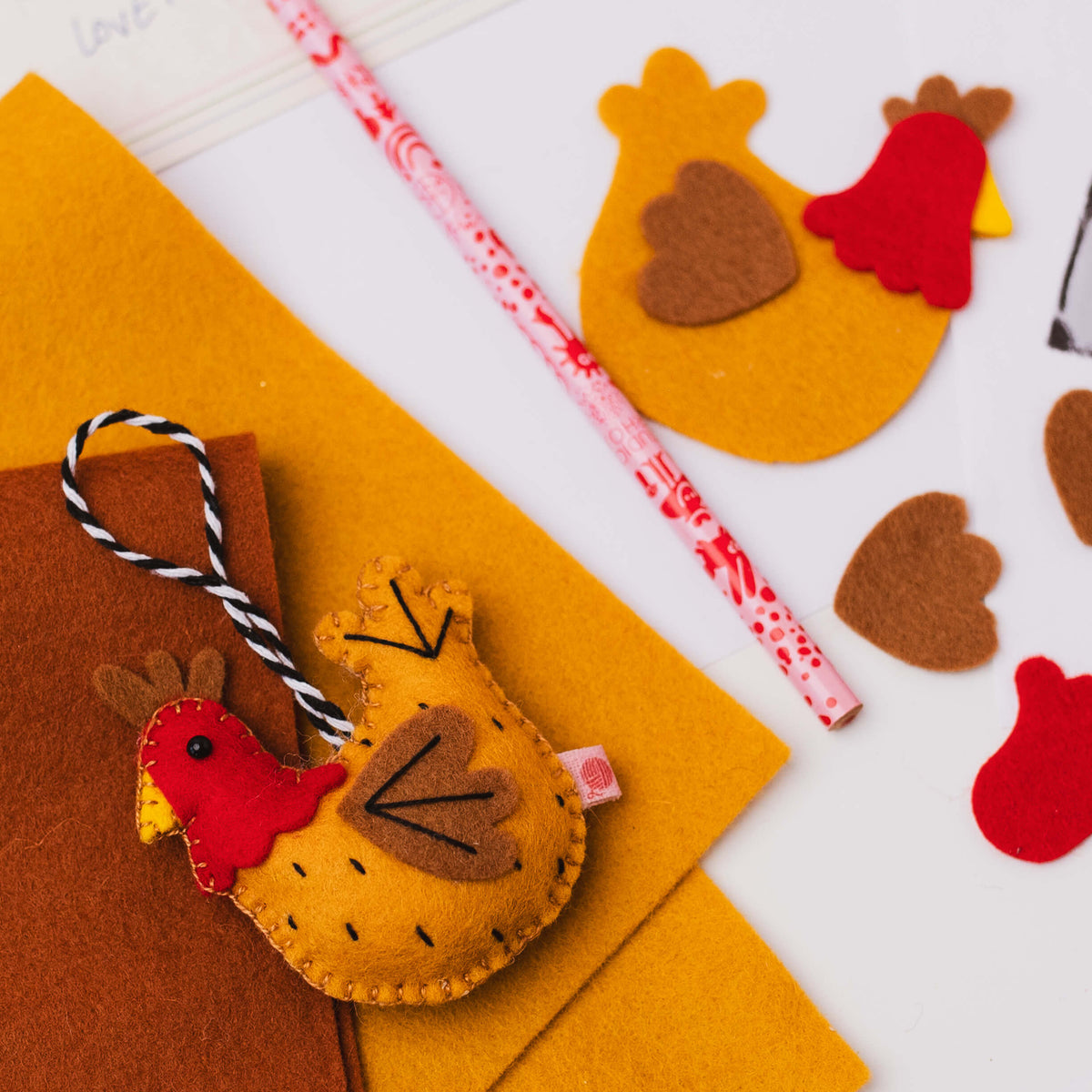 Handmade Felt Chicken Christmas Decoration