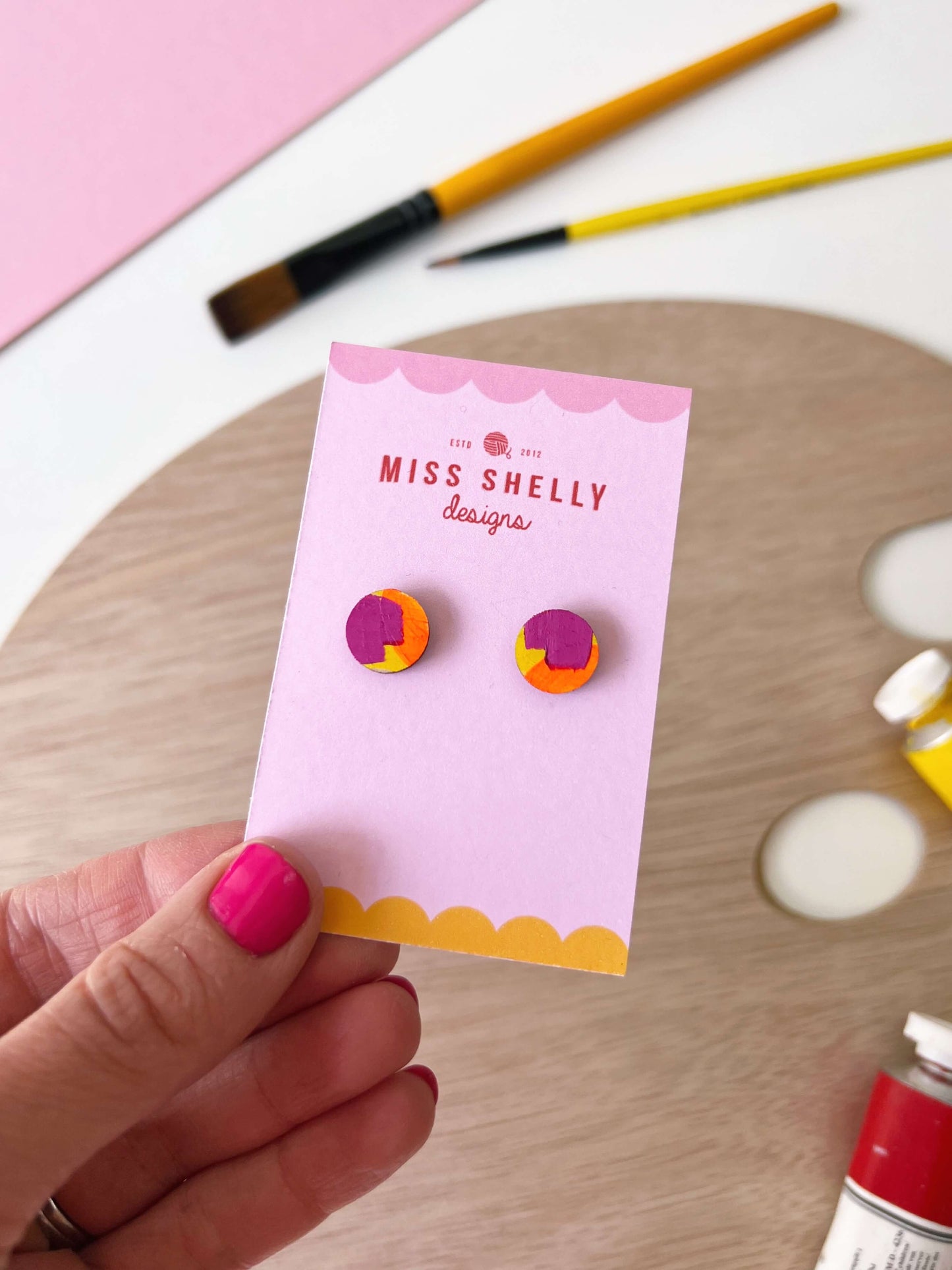 Hand-painted Stud Earrings