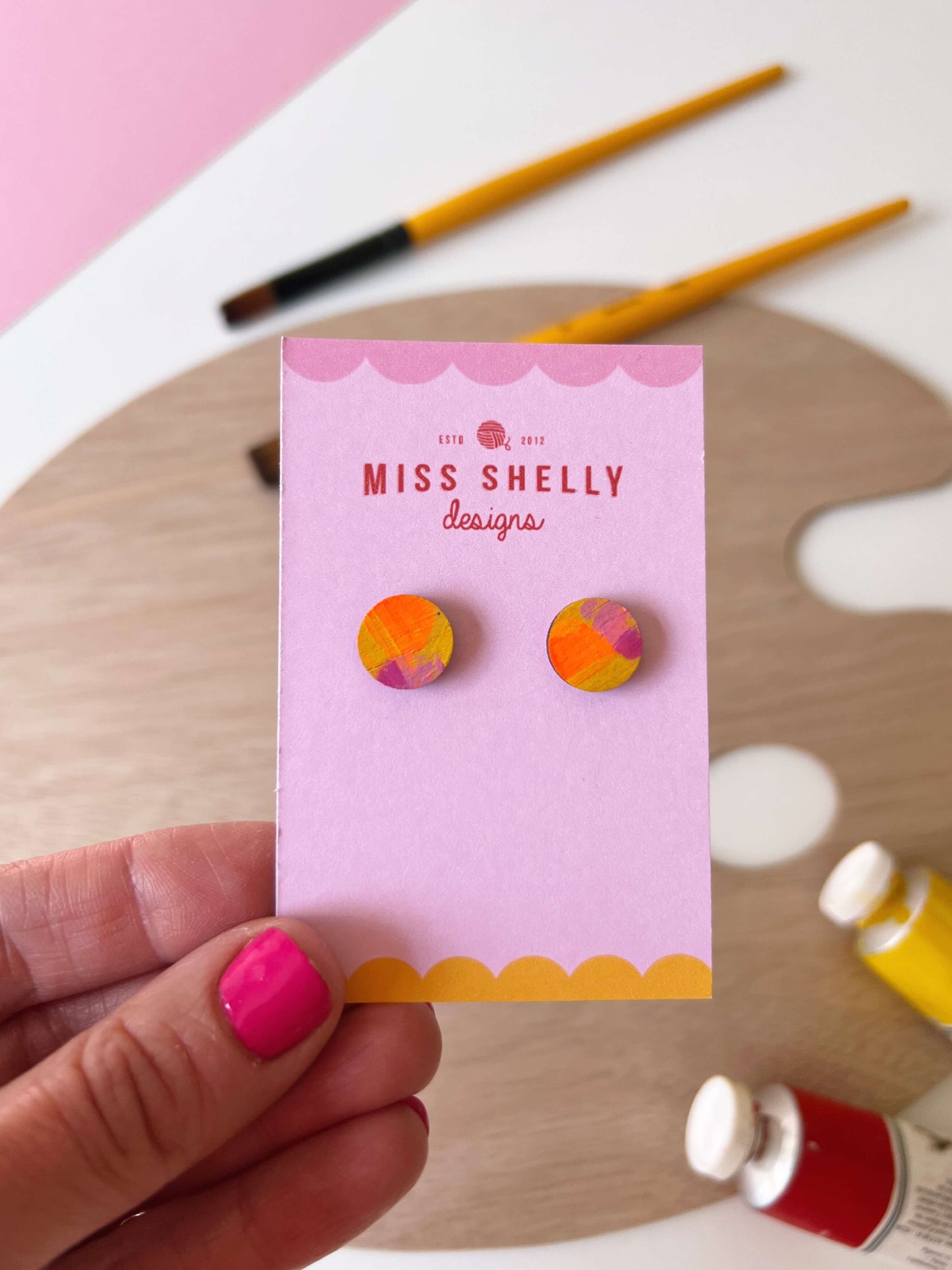 Hand-painted Stud Earrings