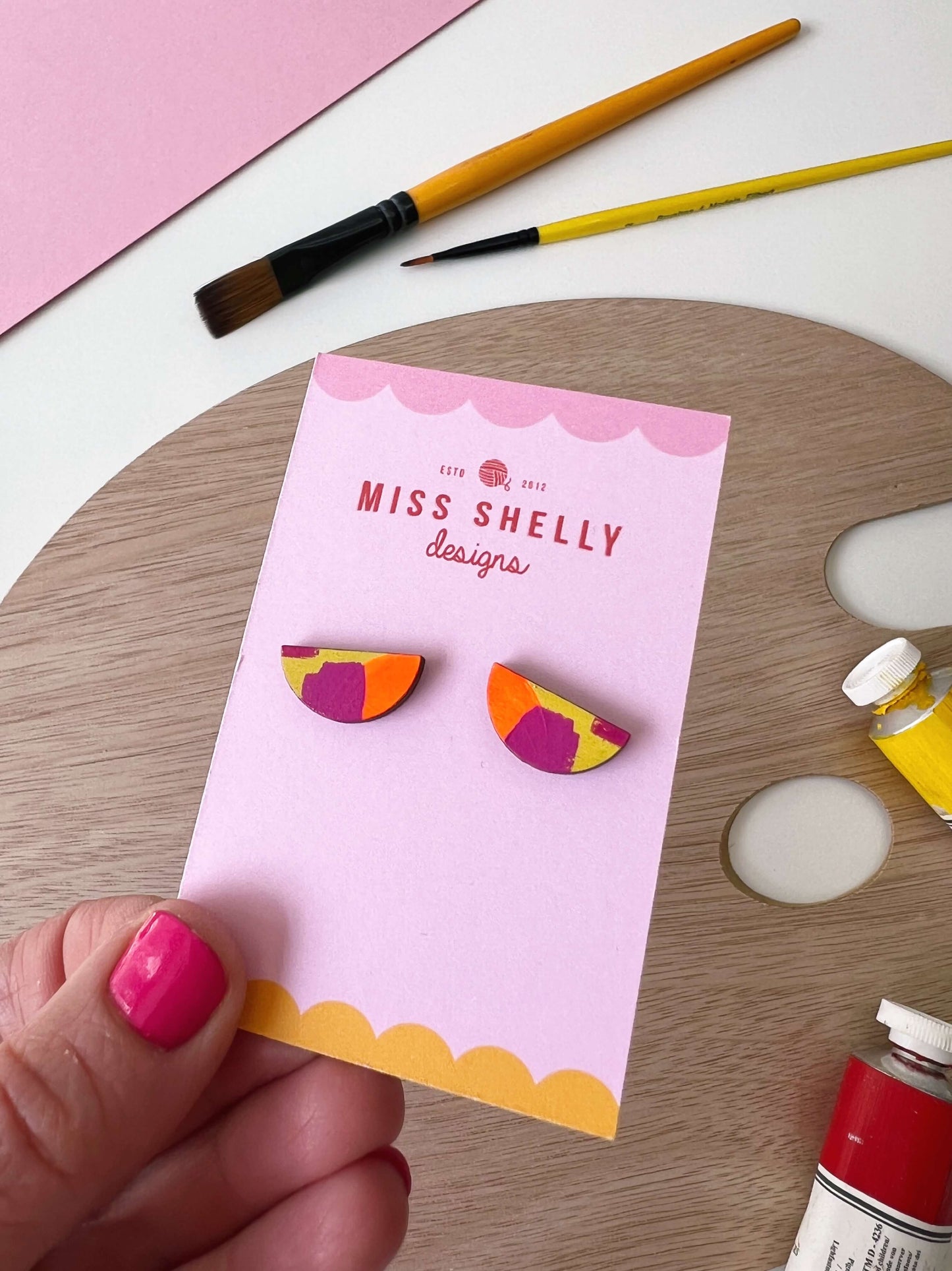 Hand-painted Stud Earrings