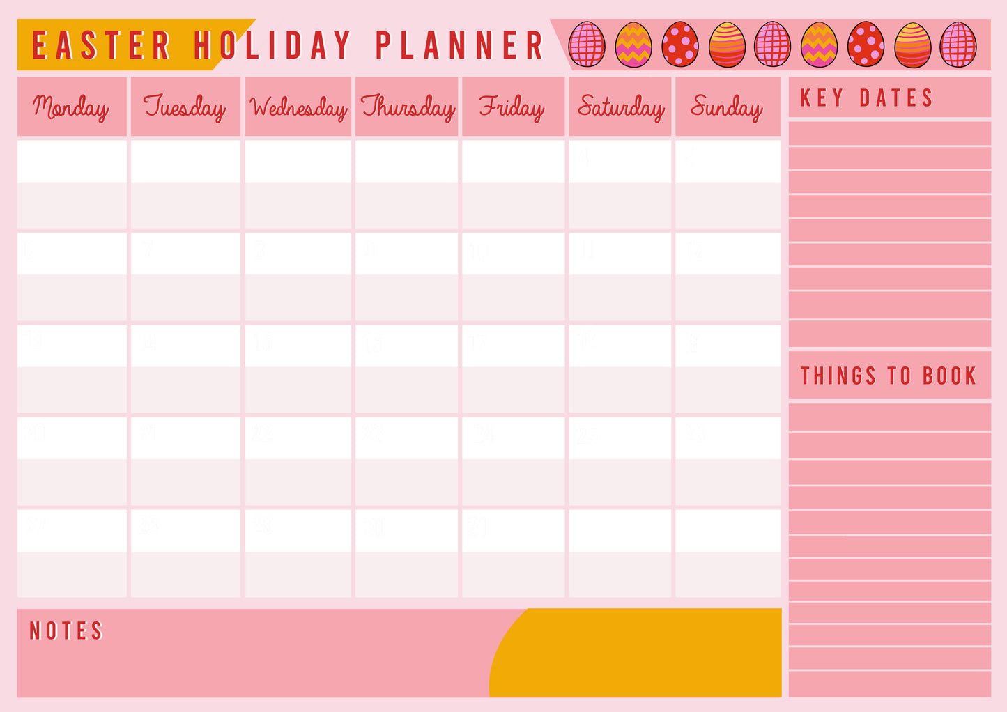 Easter Holiday Planner - Free Download