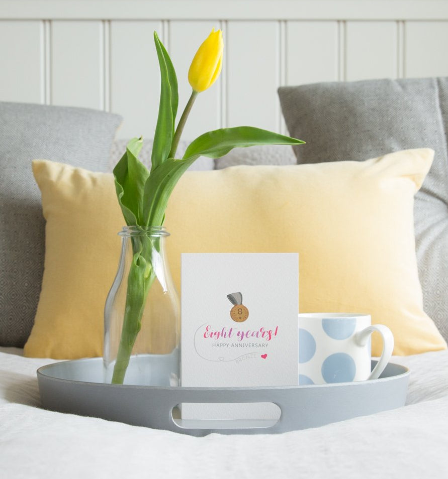 8th Anniversary card with a bronze 1