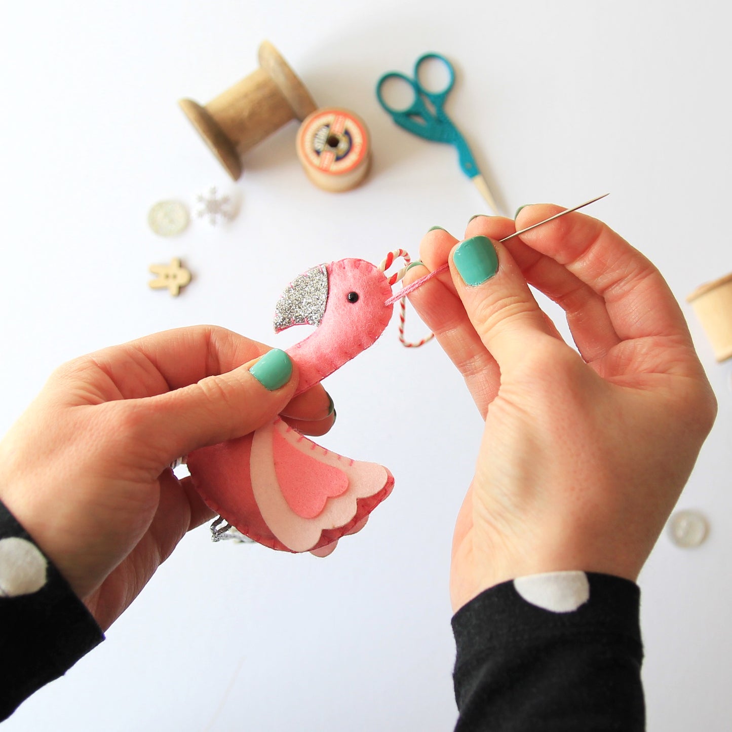 Flamingo Christmas Tree Ornament - Handmade & Customisable
