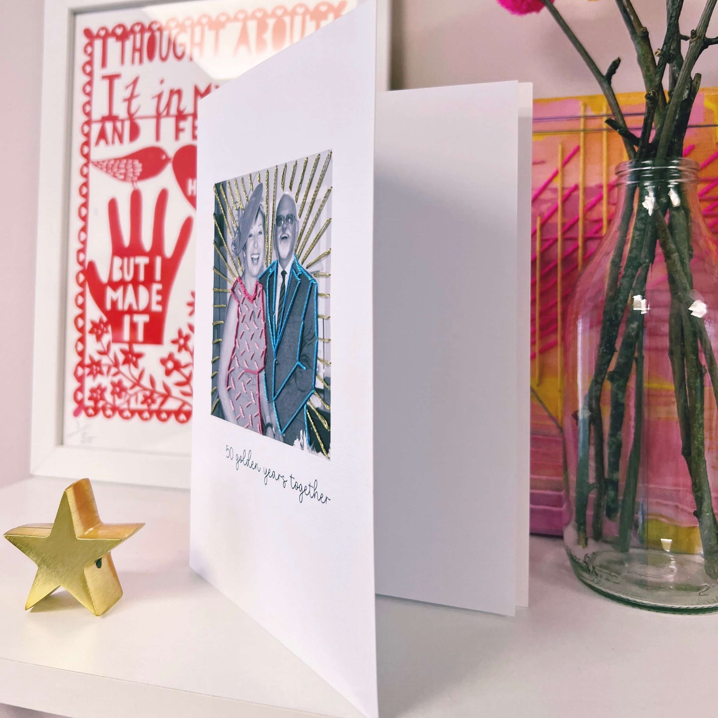 Anniversary Embroidered Photo Card