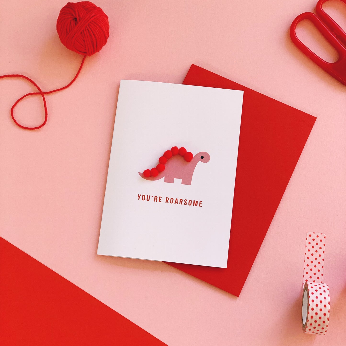 Dinosaur Card with Pom Poms