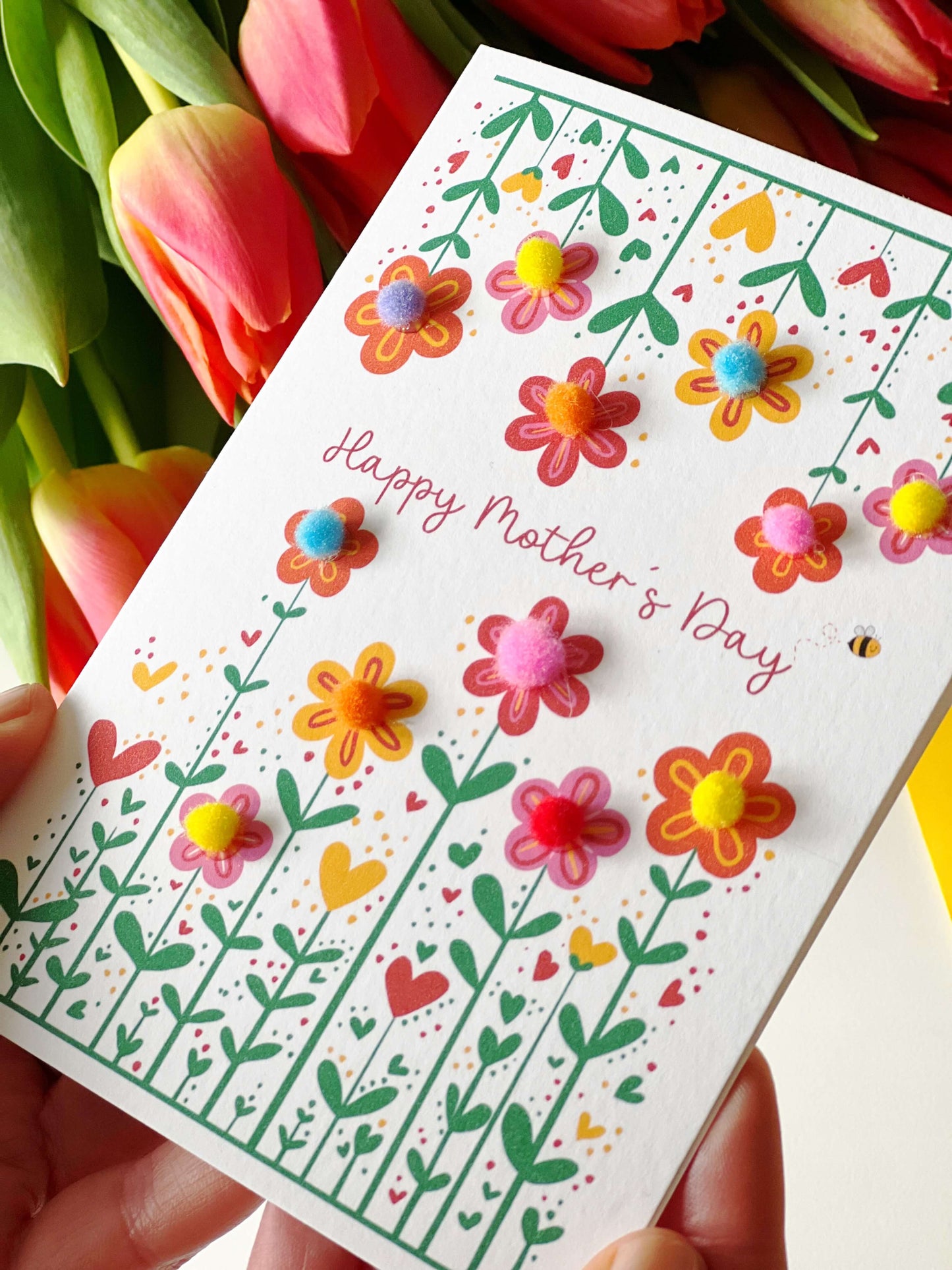 Pom Pom Flowers Mother's Day Card