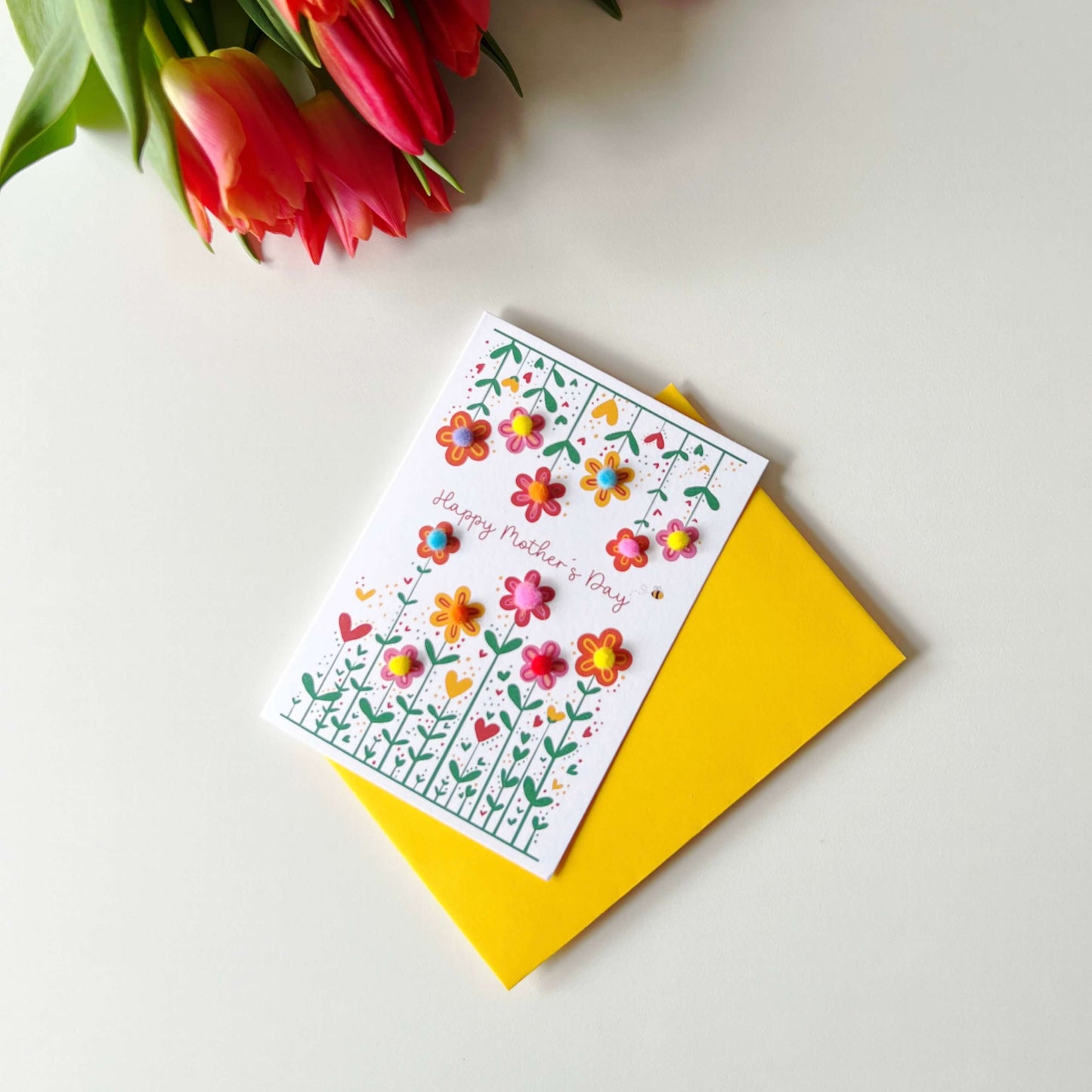 Pom Pom Flowers Mother's Day Card
