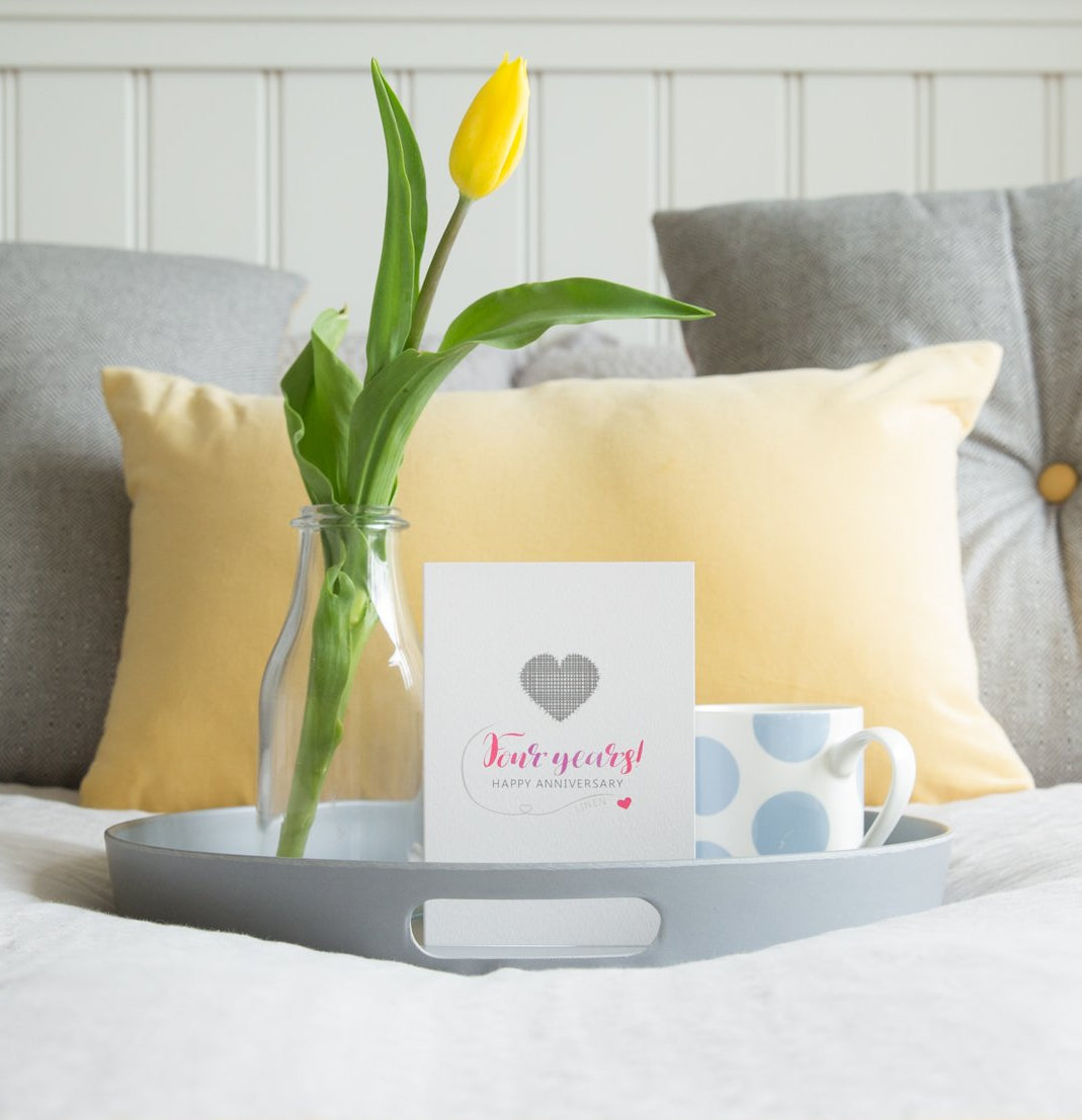 'Linen' 4th Anniversary card