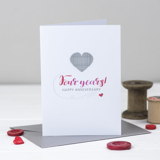 'Linen' 4th Anniversary card