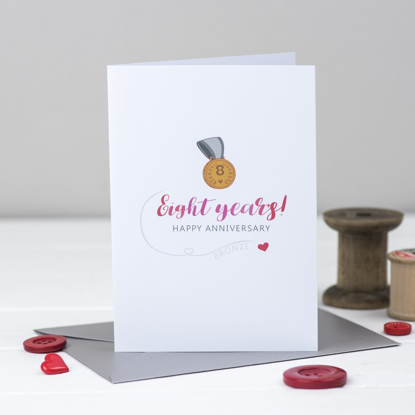 8th Anniversary card with a bronze