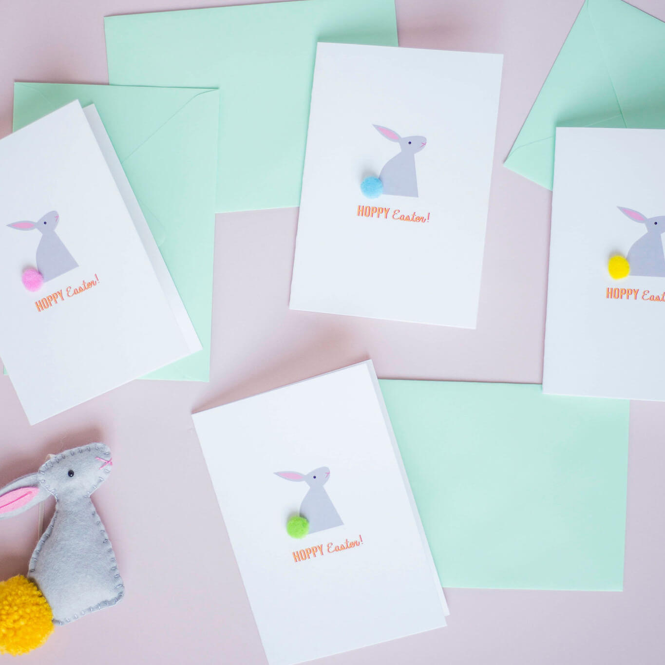 Easter Bunny Card with Pom Pom Tail
