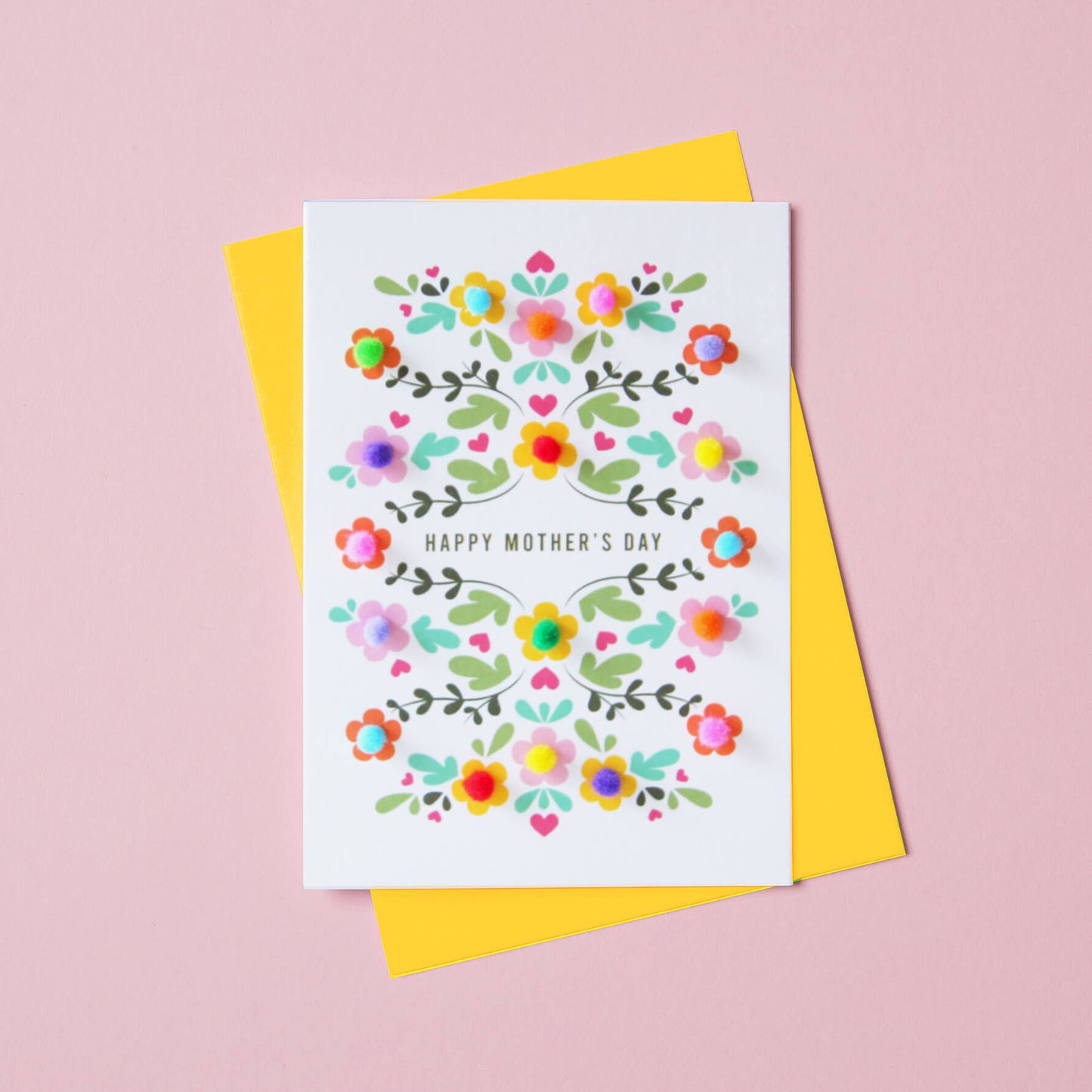Pretty Flower Pom Pom Mother's Day Card