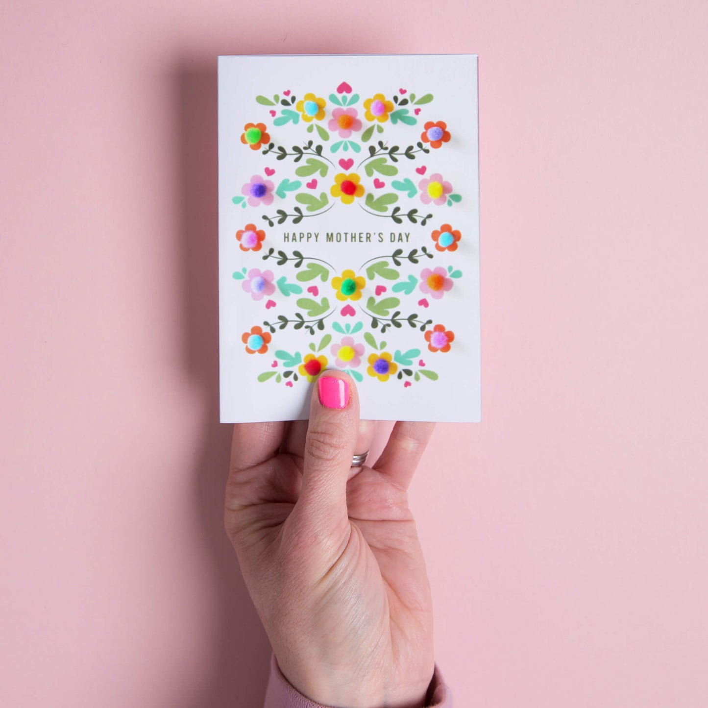 Pretty Flower Pom Pom Mother's Day Card