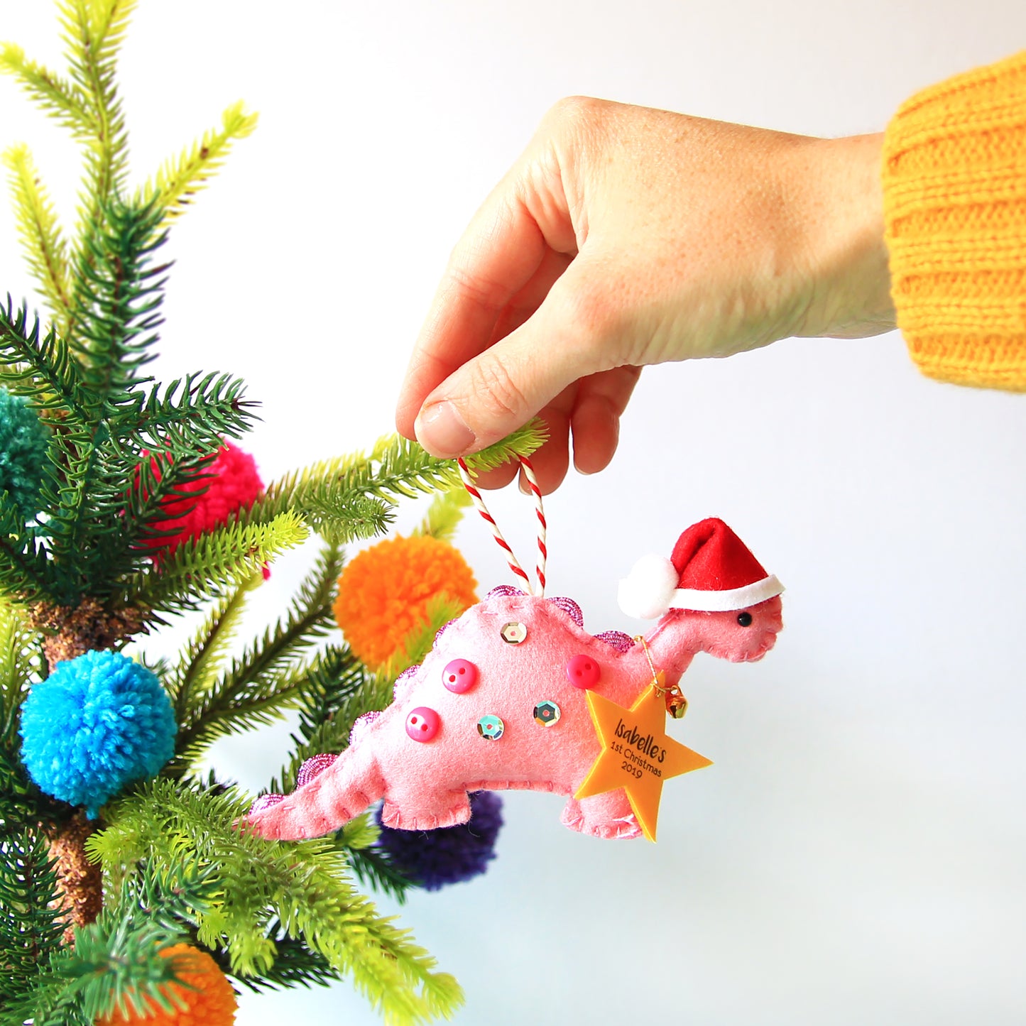 Pink Dinosaur Christmas Decoration