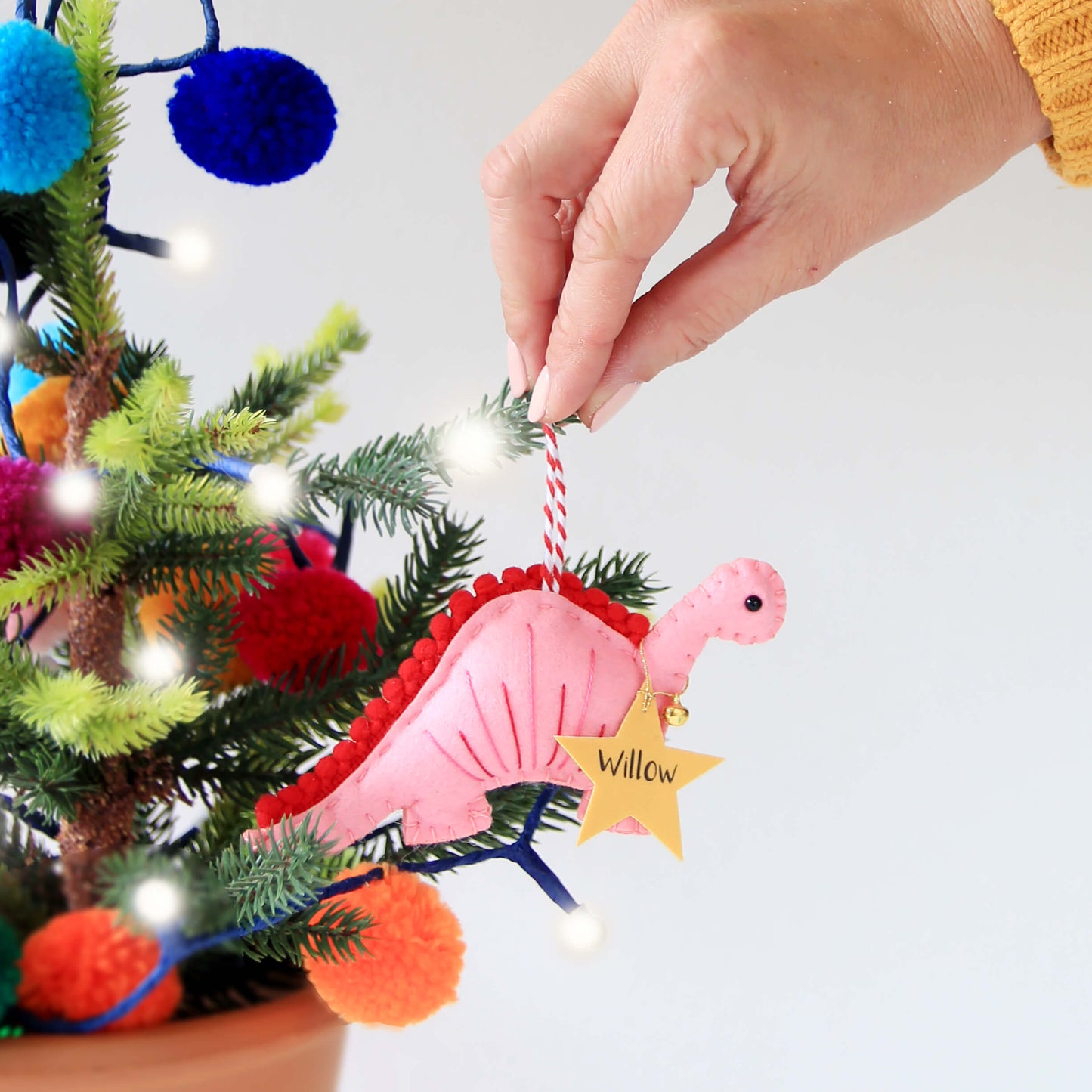 Pink Dinosaur Christmas Decoration