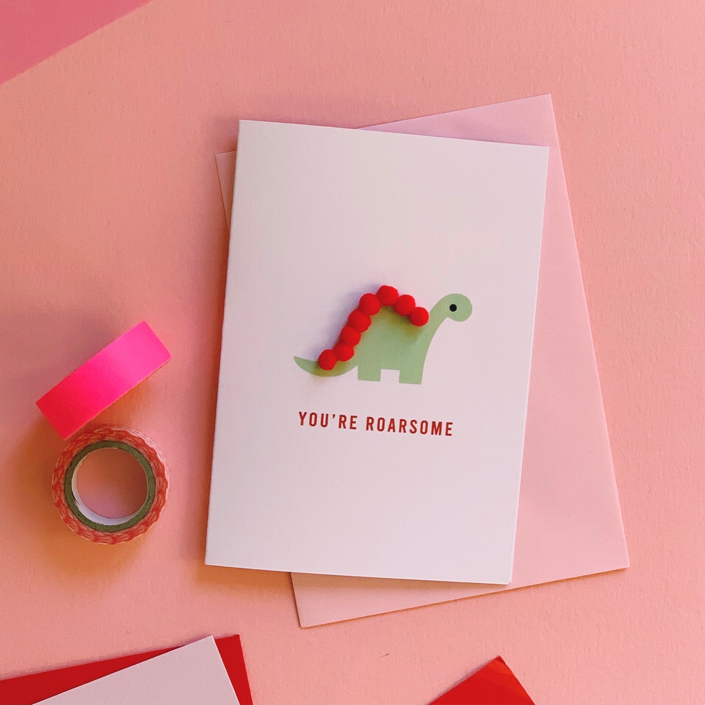 Dinosaur Card with Pom Poms
