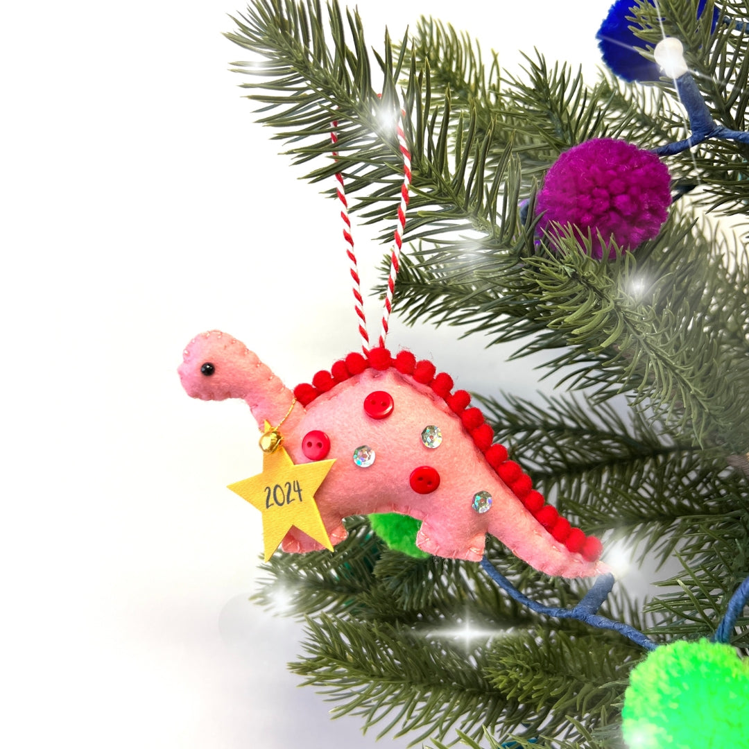 Pink Dinosaur Christmas Decoration