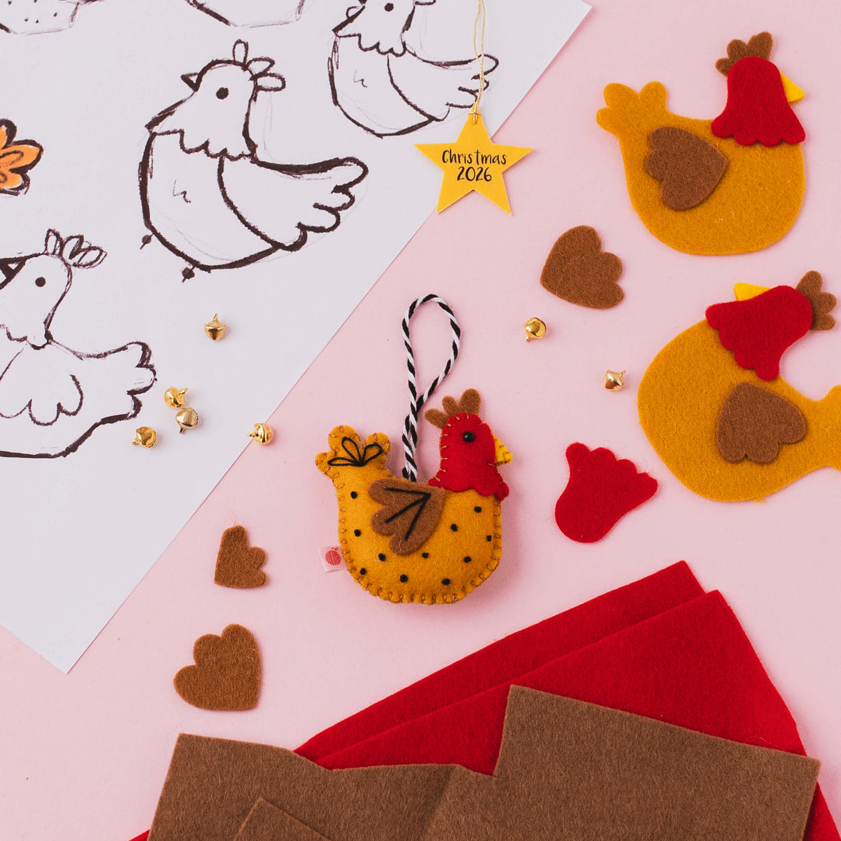 Handmade Felt Chicken Christmas Decoration