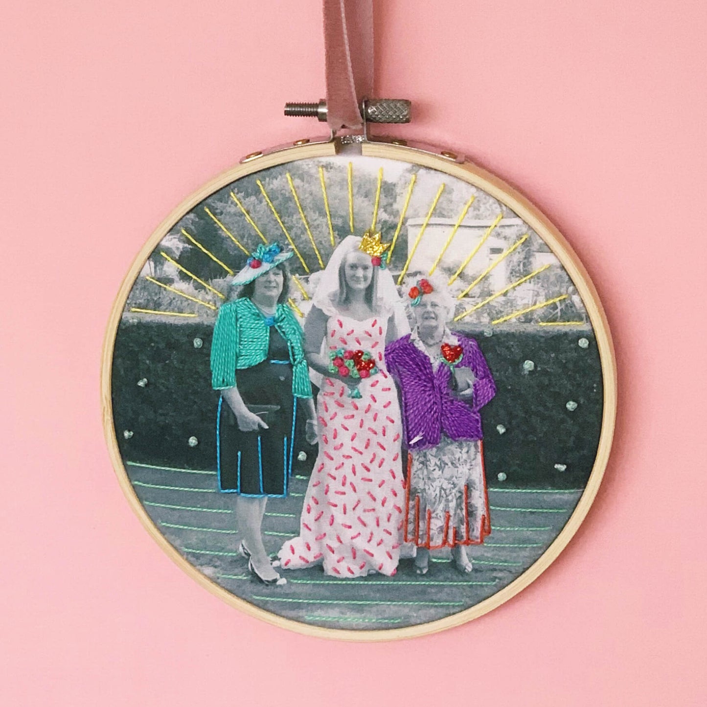 Stitched Photo Hoop for Grandparents