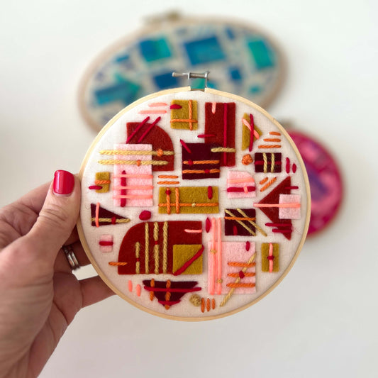 Ember – Hand Embroidered Abstract Felt Hoop