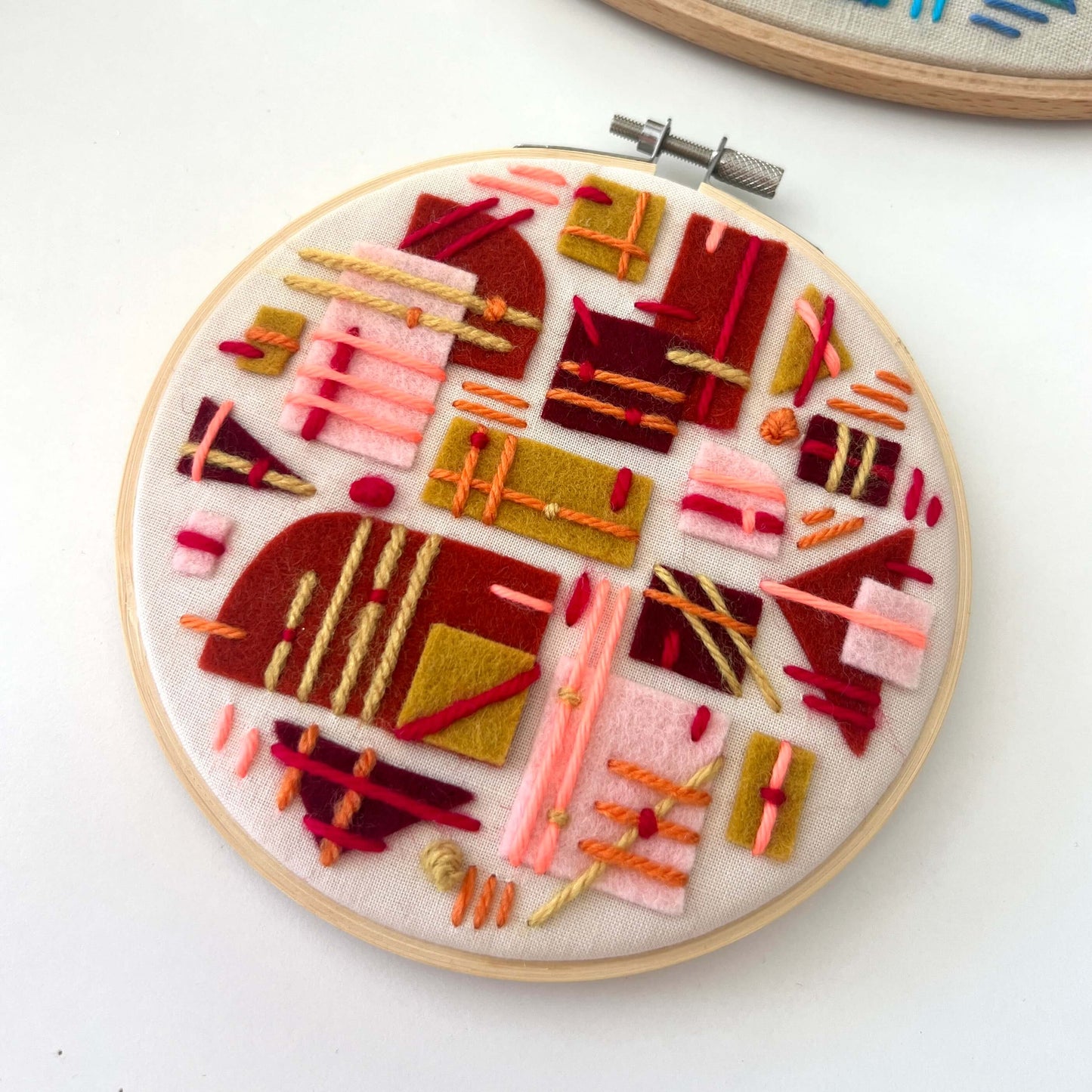 Ember – Hand Embroidered Abstract Felt Hoop