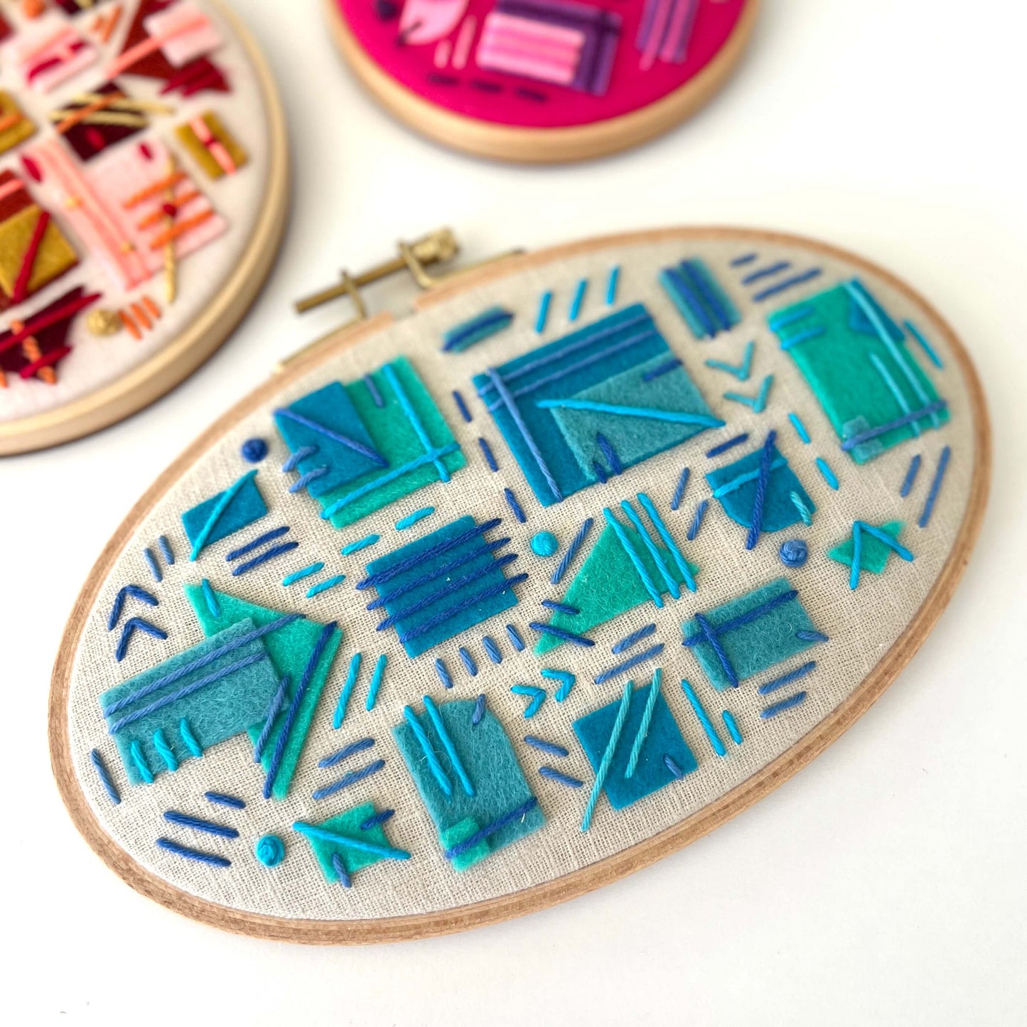 Drift – Hand Embroidered Abstract Felt Hoop
