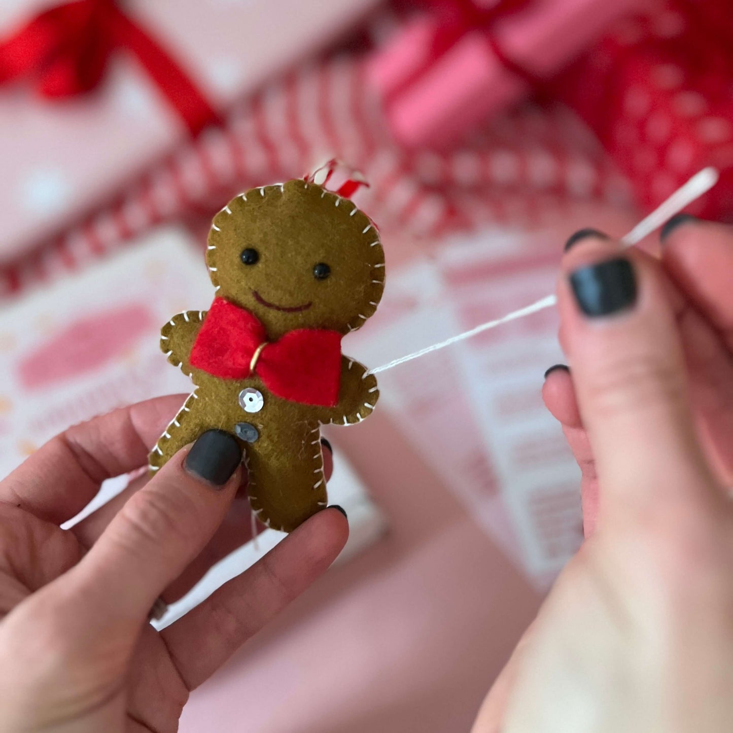 Make your own gingerbread man sewing kit