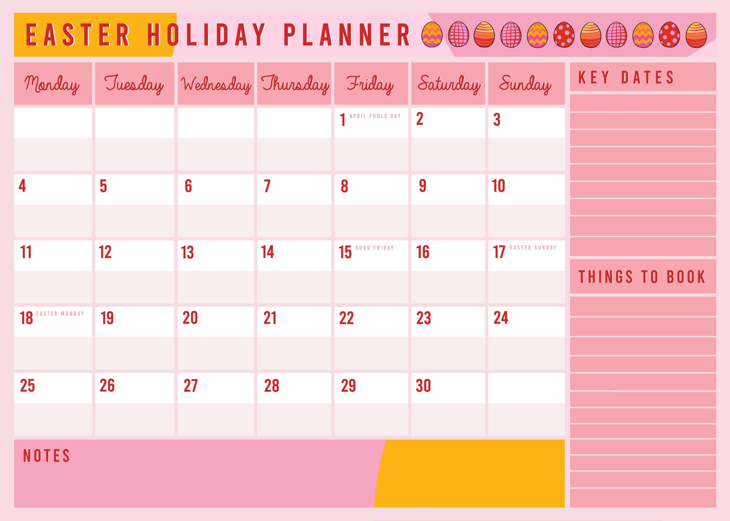 Easter Holiday Planner - Free Download