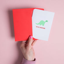 Load image into Gallery viewer, Dinosaur Valentine&#39;s Day Card