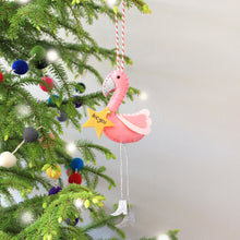 Load image into Gallery viewer, Personalised Flamingo Christmas tree ornament