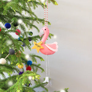 Personalised Flamingo Christmas tree ornament
