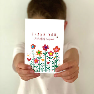 Teacher Thank You Card with Pom Pom Flowers