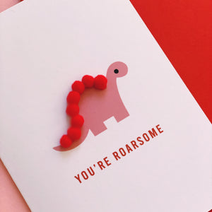 Dinosaur Card with Pom Poms