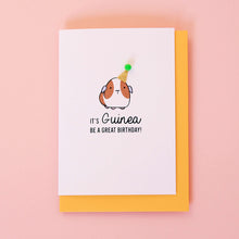 Load image into Gallery viewer, Guinea Pig Birthday Card with Pom Pom Hat