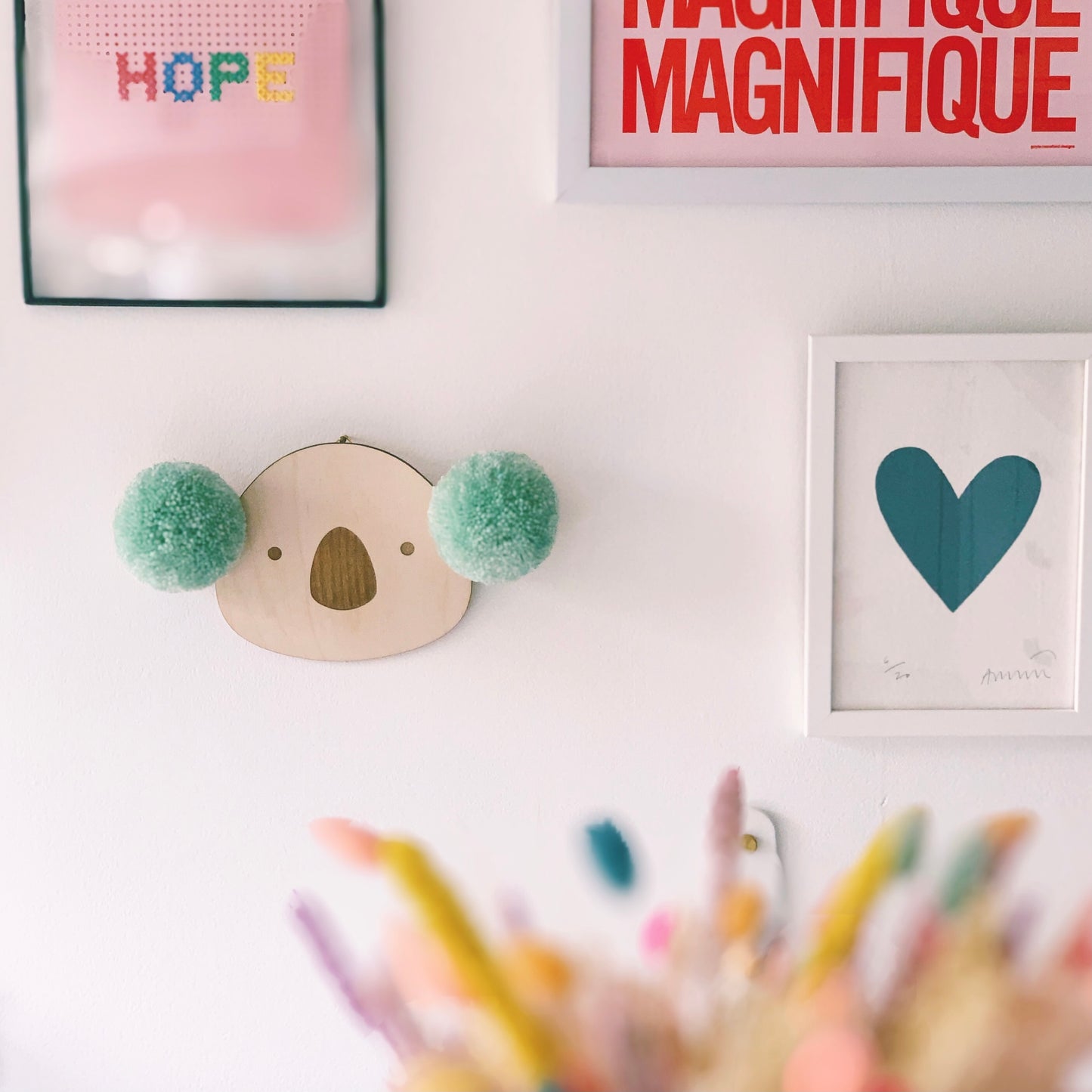 Pom Pom Koala Wall Plaque