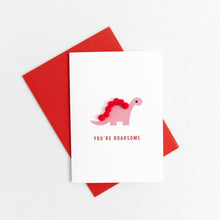 Load image into Gallery viewer, Dinosaur Card with Pom Poms