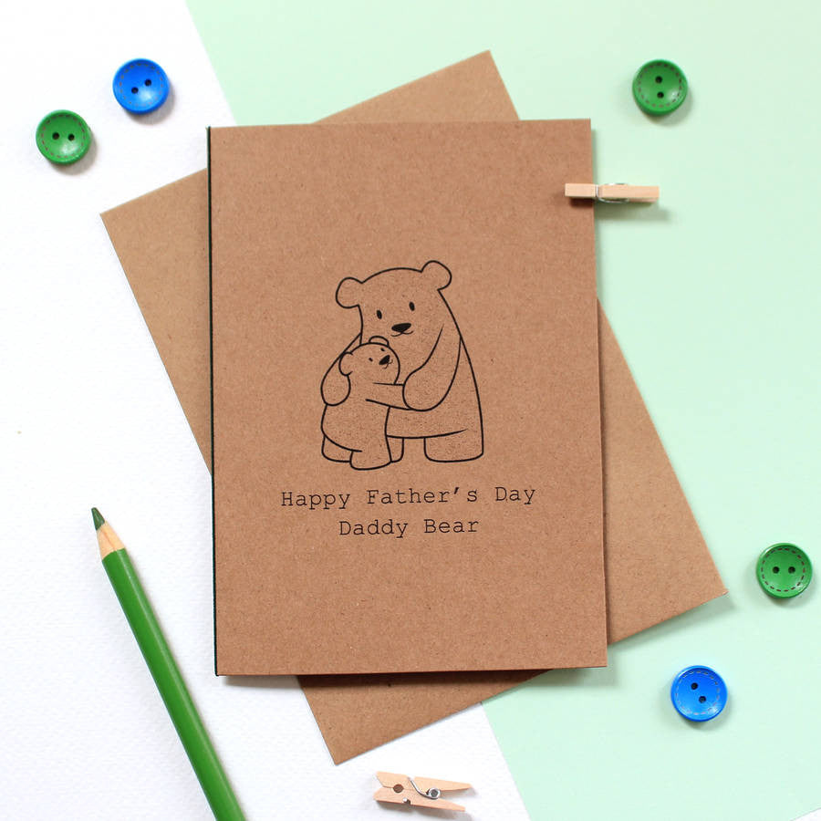 Daddy bear Father's Day card with one cub